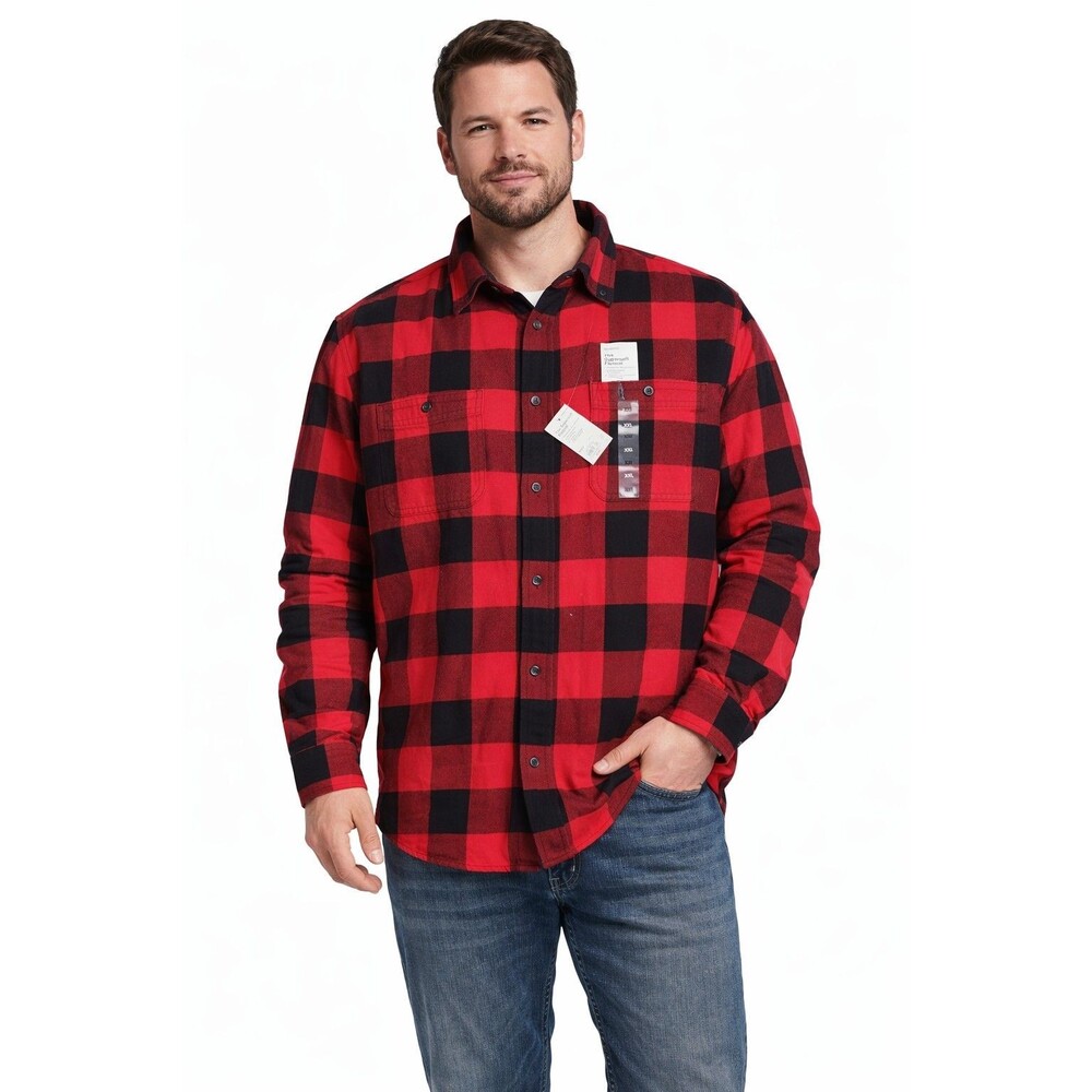 Sonoma Men’s Button Down Shirt XXL Buffalo Plaid Red Black
